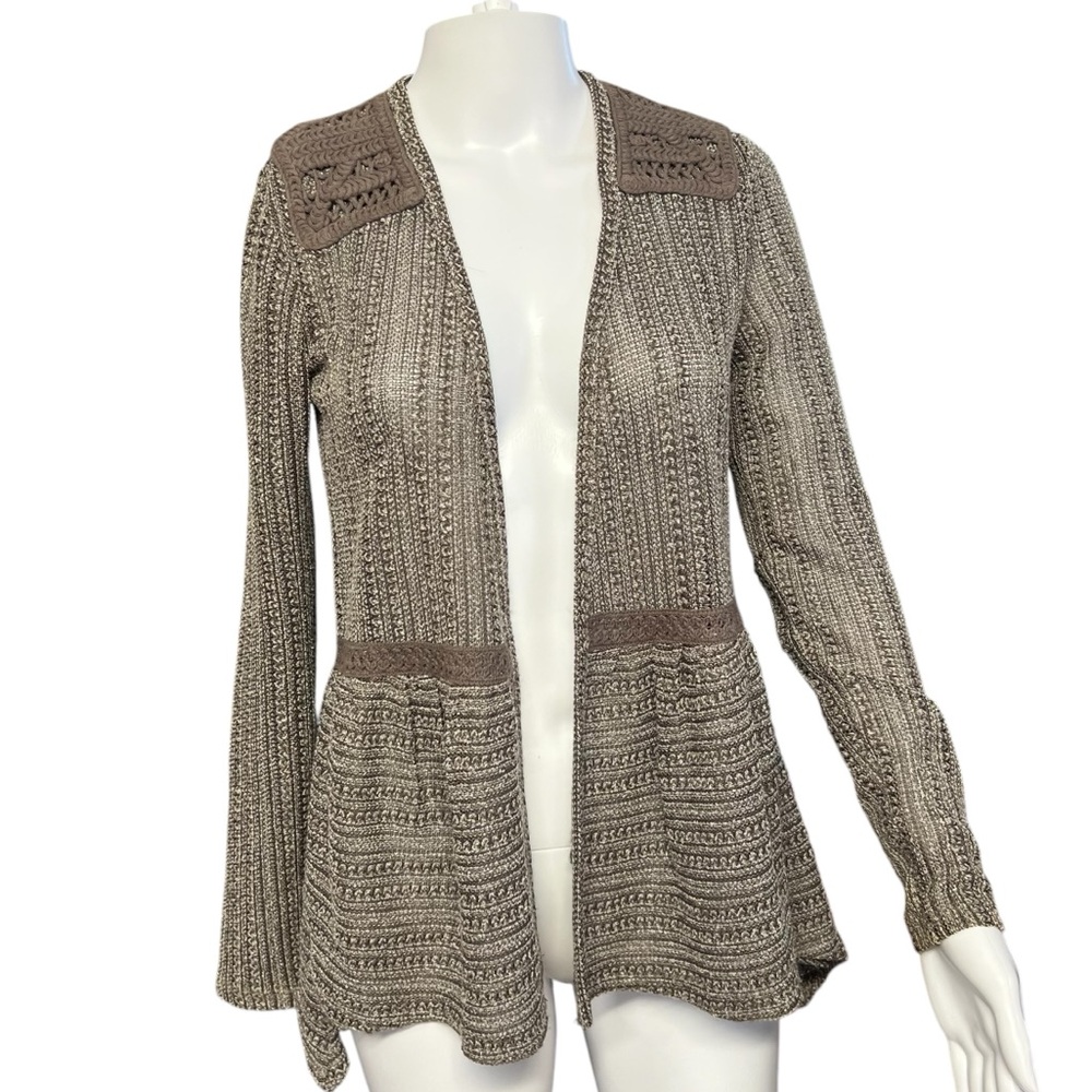 Knox Rose - Women’s Open Peplum Embroidered Cardigan Sz. XS/SM